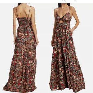 A.L.C. Laura Cotton Multi Print Tiered Cut-Out Maxi Dress